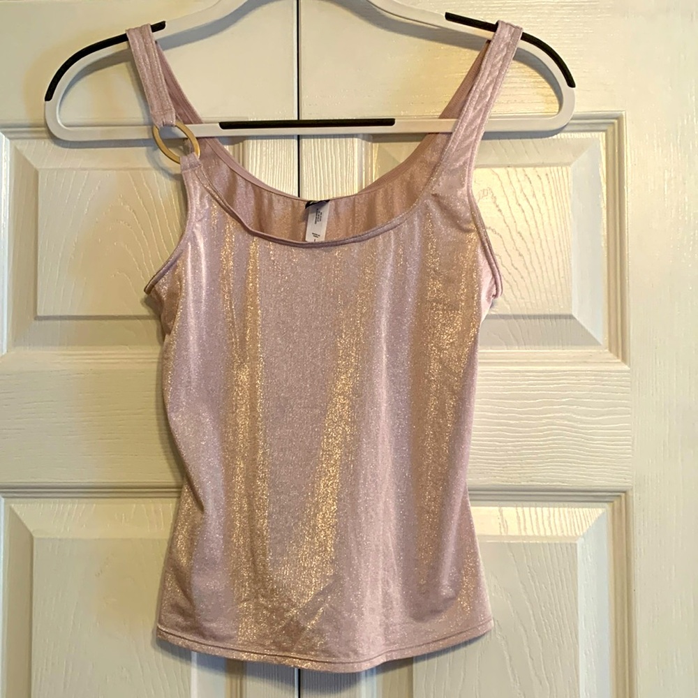 Victoria Secret, shimmery tank top with silver oval strap detail, size L, EUC